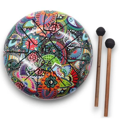 ANCIENT WISDOM SRO, Steel Tongue Drum Om Design – 8-Ton Instrument für Meditation und Klangtherapie