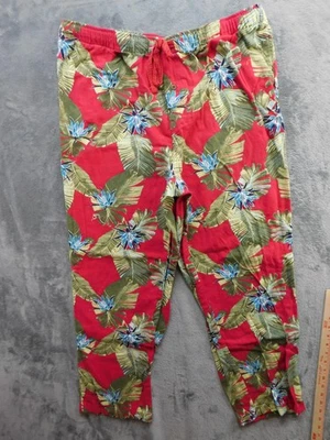 Брюки пижамные мужские Tommy Bahama Lounge размер XL красные гавайские с цветочным узором на шнурке TB92297T - Изображение 1 из 4