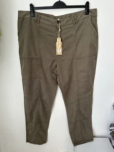 Fat Face Allie Utility Trousers Uk 22 Regular  Khaki Olive Green Casual NWTs - Picture 1 of 9