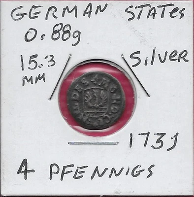 GERMAN STATES CITY OF HILDESHEIN 4 PFENNIGS 1731 COAT OF ARMS OF THE CITY HILDES - Image 1 of 2