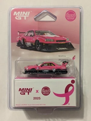 Mini GT pink Nissan LB-ER34 Super Silhouette Skyline LBWK *IN HAND, READ DESCR* - Image 1 of 3