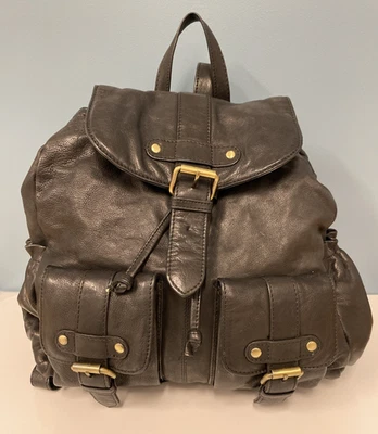 Vintage Sorpresa! Leather Drawstring Women’s Backpack Satchel Bag Black - Image 1 of 4