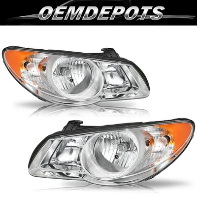 For 2007-2010 Hyundai Elantra Chrome Factory Halogen Headlights Left+Right Pairs - Image 1 of 4