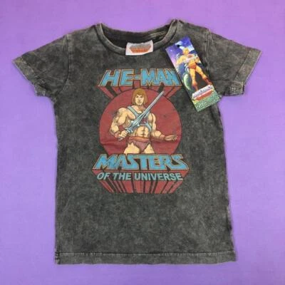 Retro MOTU He-Man Masters Of The Universe Kids Black T-Shirt Age 3 4 5 6 7 9 12