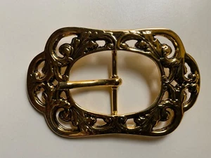 Rare, filigreed,Vintage,Romantic Floral&Vine centre bar belt buckle.Gold plated. - Picture 1 of 8