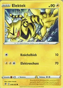 Pokemon Carta SWSH02 Clash Dei Ribelli Nr. 58/192 Elektek Tedesco - Picture 1 of 1