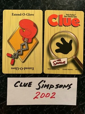 Clue  Simpsons  EXTEND - O - GLOVE  WEAPON CARD  Game Replacement Piece  2002 - Image 1 of 3