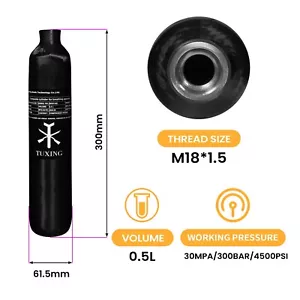 TUXING 4500Psi 0.5L/31Ci Carbon Fiber HPA Compressed Air Paintball Tank,M18*1.5 - Picture 1 of 9