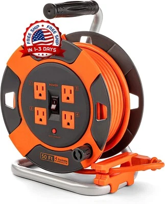 Carrete De Almacenamiento De Cables Electricos Con 4 Tomacorrientes De 125 V 13A - Image 1 of 4