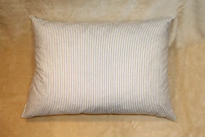 VINTAGE DOWN / FEATHER STANDARD SIZE PILLOW WITH BLUE STRIPED TICK TICKING - Picture 1 of 6