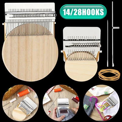 14/28 Hooks Small Loom Speedweve Type Weave Tool Darning Machine with Wood Disc - Image 1 of 4