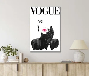 Sketching Art Of Vogue Fashion Black And Red Wall Art Canvas Unframed/Framed - Foto 1 di 5