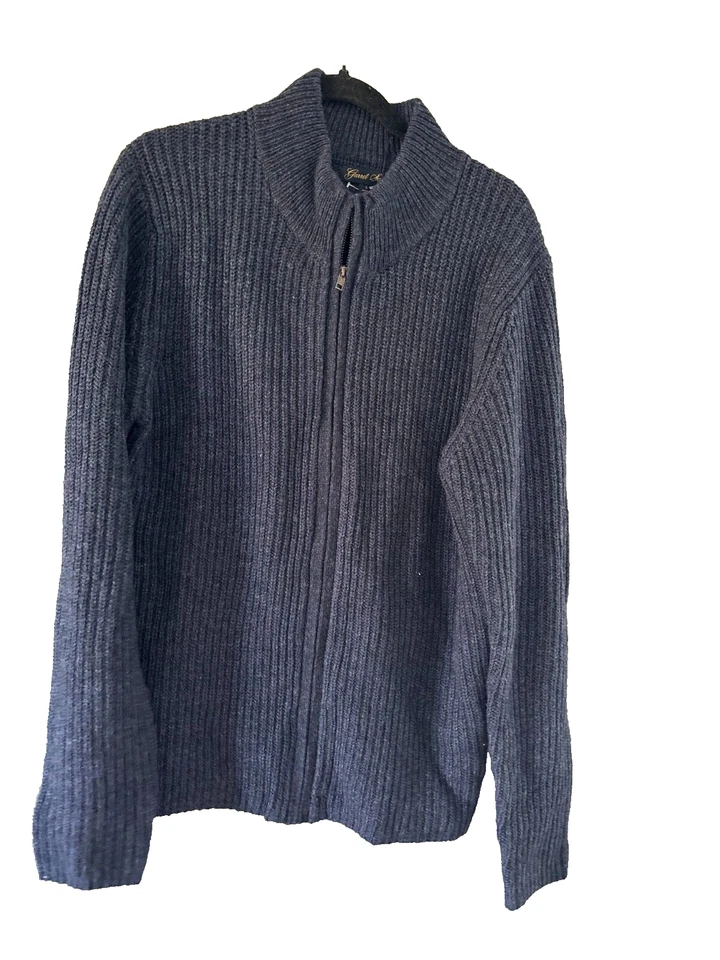 Nuevo con etiquetas Suéter Garret Scott Para Hombres Mezcla de Lana Tejido con Cable Cremallera Completa Cuello Alto Grande Foto 1 de 4
