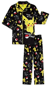 POKEMON PIKACHU Flannel Pajamas Sleepwear Set NWT Boys 4-5, 6-7, 8 or 10-12 $38 - Picture 1 of 1