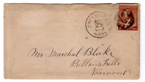 #210 Greenfield MA Fancy Skull & Crossbones Cancel w/ Content to VT - Picture 1 of 4