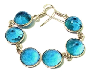 NAÜTLICH SCHWEIZ BLAU TOPAS Edelstein 925 Sterlingsilber Schmuck Ohrring