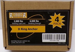 Paquete de 4 anillos Robbor D de 2.000 libras. Límite de carga de trabajo 6000 libras. Fuerza de rotura - Imagen 1 de 6