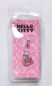 Hello Kitty 316L Surgical Steel Kitty Bling Navel Barbell SV3 Silver-Tone 14G - Picture 1 of 6