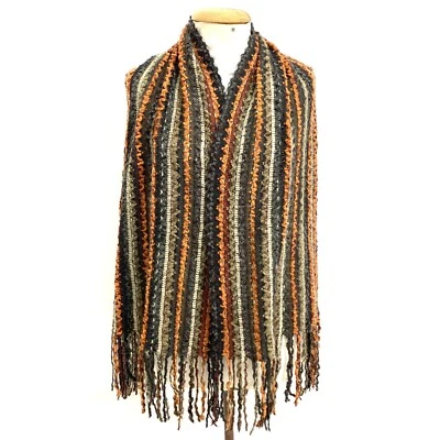 MISSONI полоски черный прямоугольник акриловый шарф 66/30 в сделано в Италии #a104 - Изображение 1 из 4