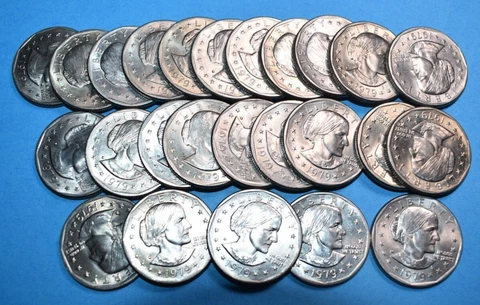 1979 D Susan B. Anthony Dollar Roll of 25 $1 Coins - Circulated Cover