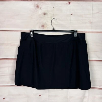 Lands End Swim Skirt Women 26W Black Quick Dry Board Skort Pull On Stretch Solid - Image 1 of 4