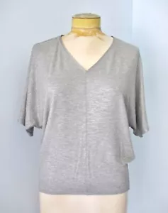NWT White House Black Market Heather Mercury Silver Foil V-Neck Dolman Top XXS - Picture 1 of 6