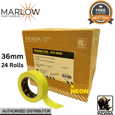 INDASA MTE-NEON MASKING TAPE 36MM - BOX OF 24 ROLLS