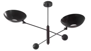 2 Light Pendant Mid Century Modern Antique Brass Sputnik chandelier light Fixtur - Picture 1 of 4