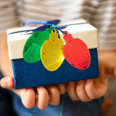 SMILEYS GLITTER STORE Personalised Christmas Gift Tags, Xmas Present Gift Tags, Xmas Baubles Gift Tags