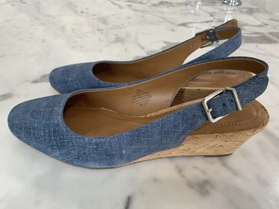 Easy Spirit Safra wedge slingback pumps blue  Fabric sz 8 Med NEW - Image 1 of 4