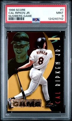 PSA 9 COMO NUEVO 1996 PUNTUACIÓN CAL RIPKEN JR. #1 NÚMEROS JUEGO ORIOLES 40742 B294 Foto 1 de 2