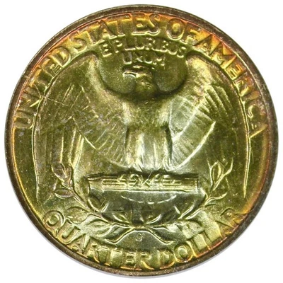 1944-S Washington Quarter NGC MS66 STAR Rainbow Toned Green - Image 1 of 4