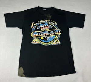 Vintage 1991 Daytona Beach Bike Week 50th Year Harley Davidson T-Shirt S Flecken - Bild 1 von 8