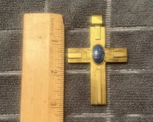 Vtg  Morita Gil Chile Lapis Lazuli Cabochon Mid Century MCM Signed Cross - Picture 1 of 5