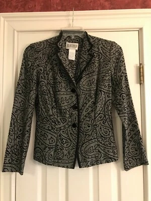 Traje Blazer Chaqueta Julian Taylor Negro y Gris Para Mujer Talla 6 Estampado Paisley Foto 1 de 4