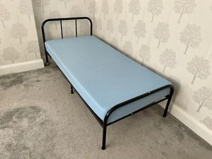 Black Metal Frame Single Bed with Sleepshaper Memory Foam Mattress - Picture 1 of 6
