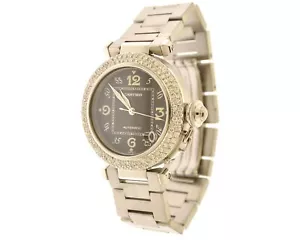 Cartier Pasha 2324 Stainless Steel 1.75 CTW Diamond Bezel 35mm Black Dial Watch - Picture 1 of 5