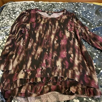 Suéter/Blusa Pullover Simply Vera Wang Petite Para Mujer Púrpura/Marrón -L Foto 1 de 2