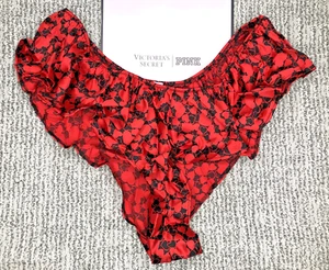 Victorias Secret Very Sexy NWT Satin Flutter Cheeky Panty Large Red Flirty Heart - Picture 1 of 9