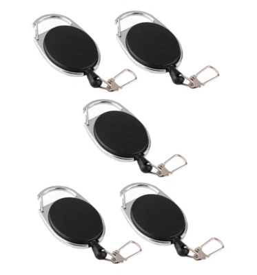 5 x Retractable Key Chain ID Holder 80cm Extendable Rope Keyring Carabina Clip - Image 1 of 3