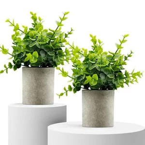2 Pack Fake Plants 9.5"×6" Eucalyptus Potted Artificial Plants for Home Decor... - Picture 1 of 6