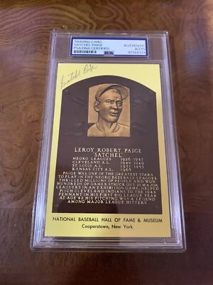 Satchel Paige Auto Signed HOF Plaque Card PSA - Image 1 of 2
