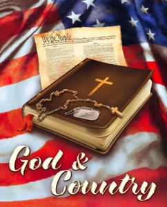 God and Country Bible Constitution American Flag 36x44" Cotton Fabric Panel - Picture 1 of 1