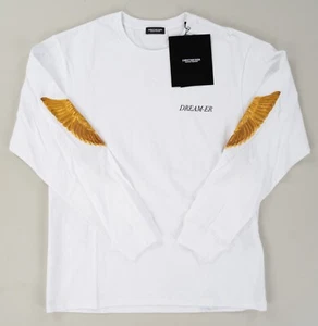 CHRISTIAN DADA White Long Sleeve T-Shirt Cotton Feather Embroidered 46 Fits S - Picture 1 of 4