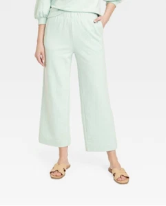 Women's High-Rise Wide Leg Cropped Pants A New Day Mint Green XL NEW - Picture 1 of 2