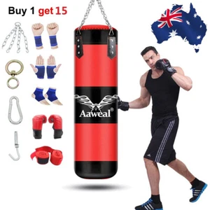 Heavy Boxing Punching Bag Training Glove Speed Set Workout Kicking MMA GYM 100CM - Picture 1 of 16