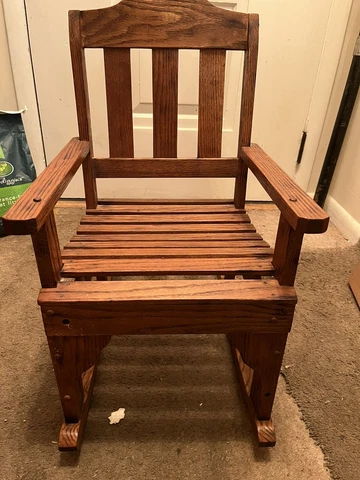 Vintage Child’s Wooden Rocking Chair Rustic Rocker Slatted Cover
