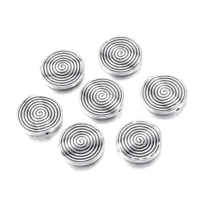 20pcs Tibetan Alloy Coin Metal Beads Carved Spiral Loose Spacer Nickel Free 18mm - Picture 1 of 2