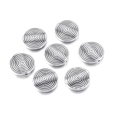 20pcs Tibetan Alloy Coin Metal Beads Carved Spiral Loose Spacer Nickel Free 18mm - Image 1 of 2