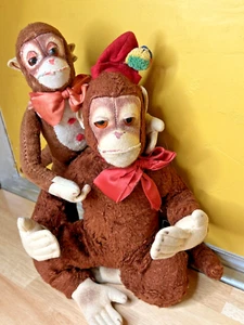 Lot of 2 Vintage 1950's Designed By Character Monkeys Plush Red Bow Tie - Picture 1 of 16